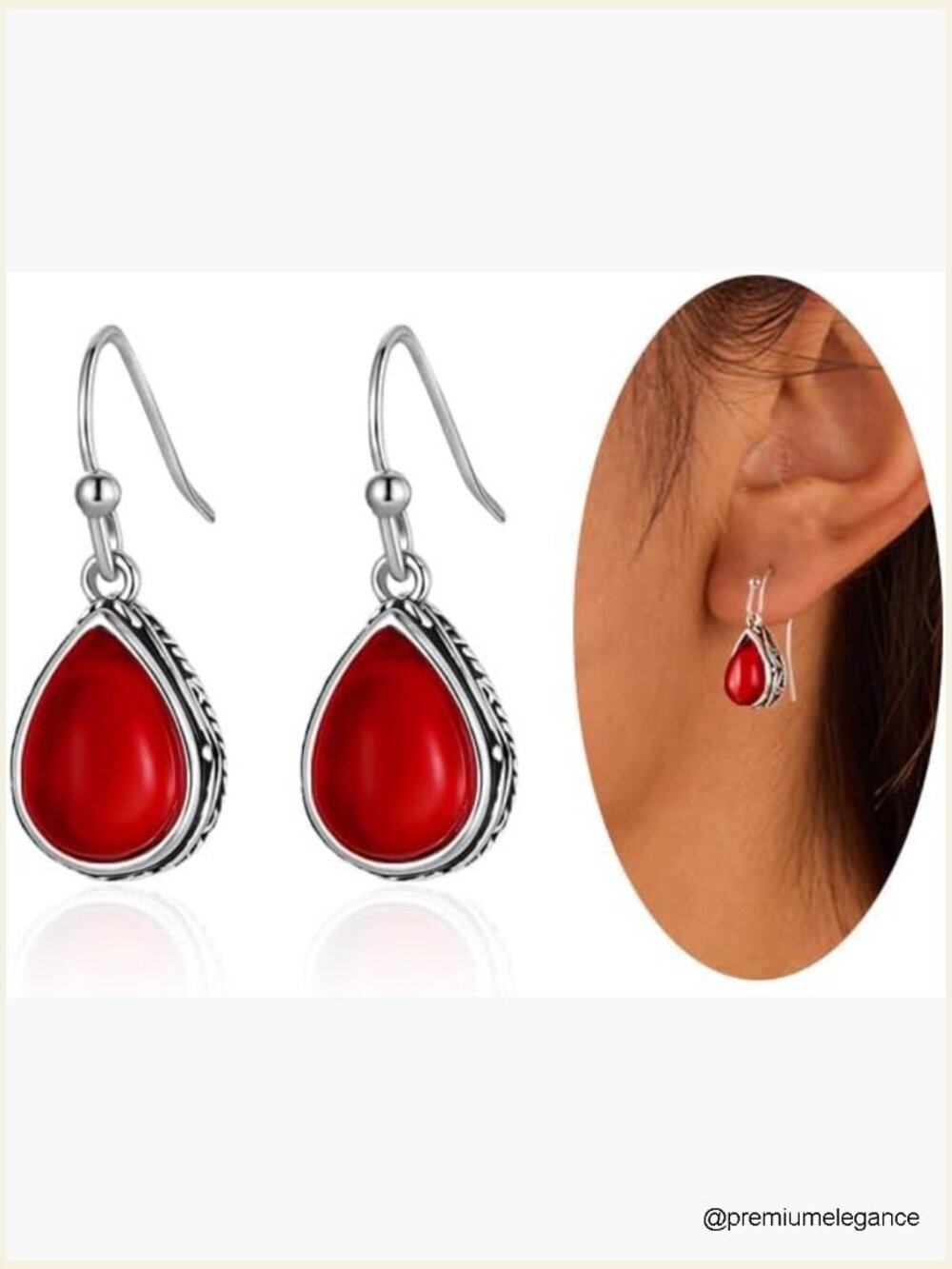 Vintage Teardrop Dangle Earrings, Lightweight Silver Hook Earrings for Women,